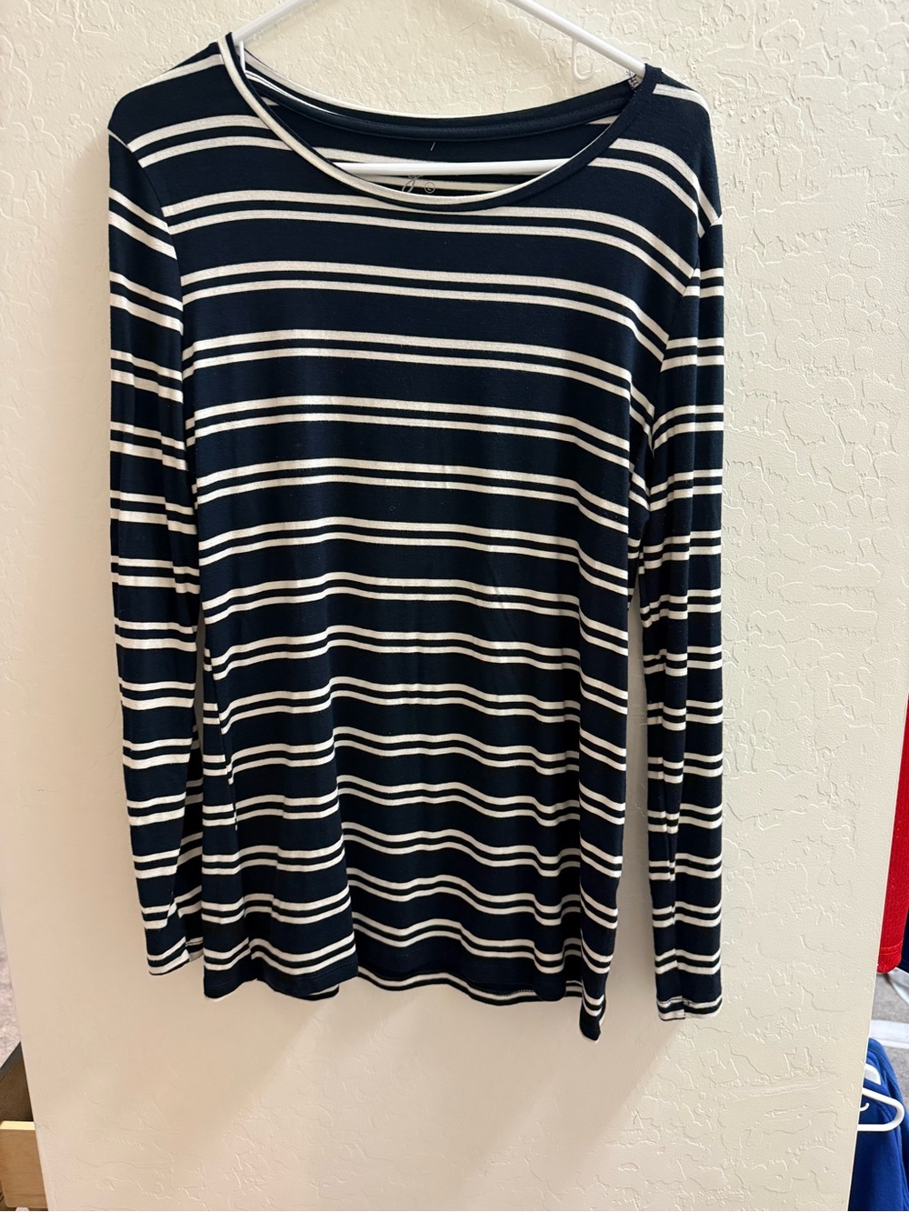 GNW Navy and White Striped Boatneck Top